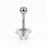 Piercing con farfalla di zirconi in Titanio F136- Piercing per obelico