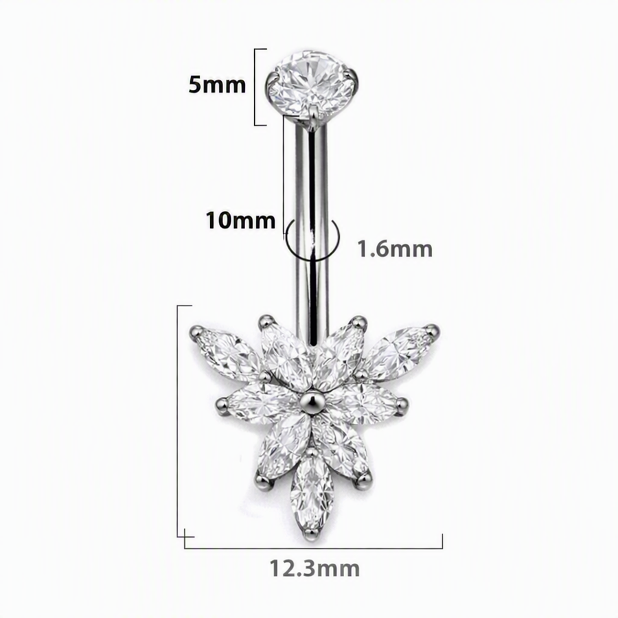 Piercing con zirconi in Titanio F136- Piercing per obelico