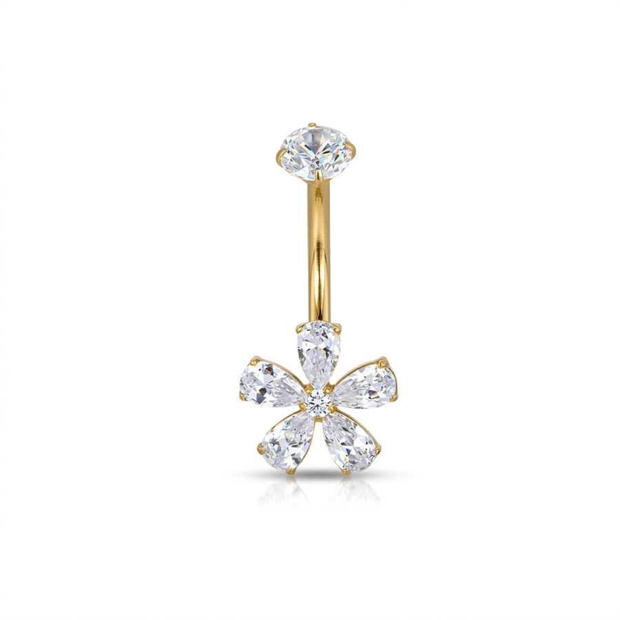 Piercing con zirconi in Titanio F136- Piercing per obelico