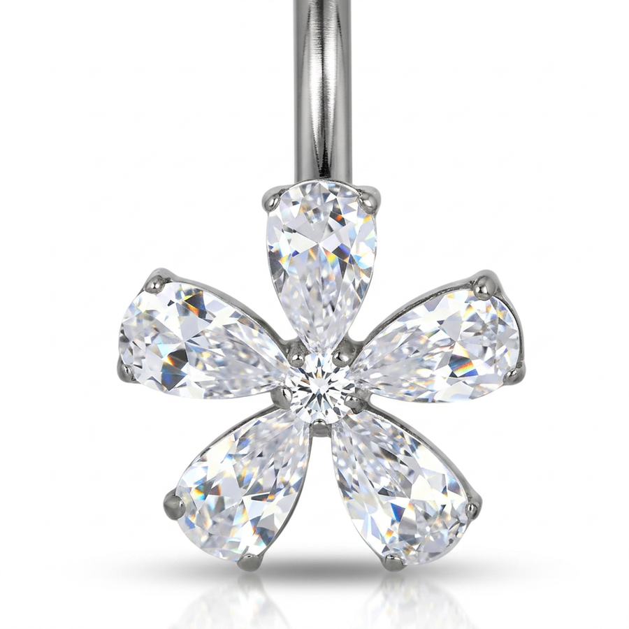 Piercing con zirconi in Titanio F136- Piercing per obelico