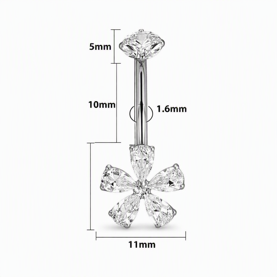 Piercing con zirconi in Titanio F136- Piercing per obelico