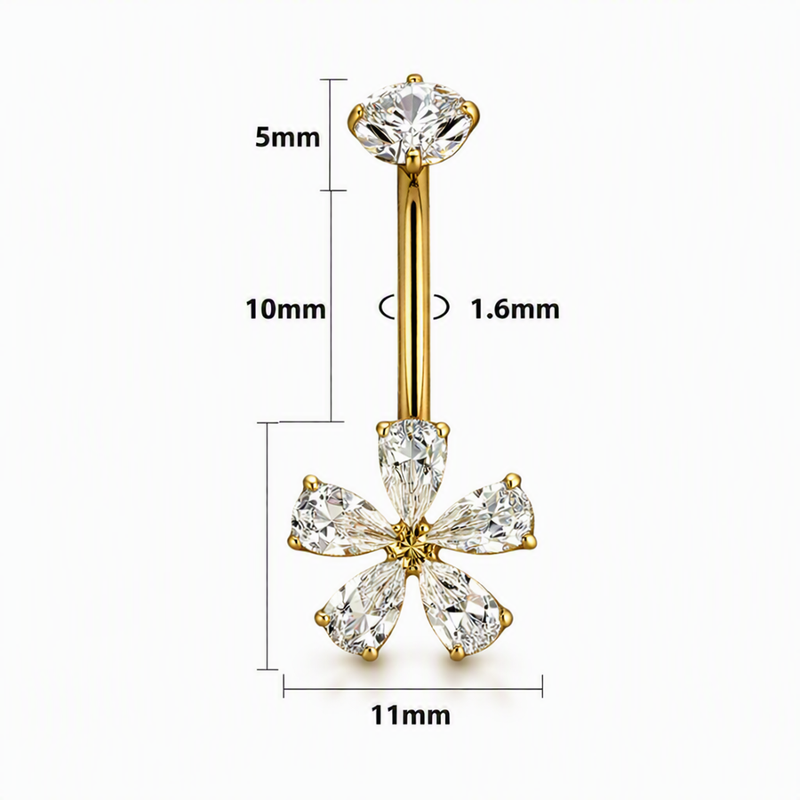 Piercing con zirconi in Titanio F136- Piercing per obelico