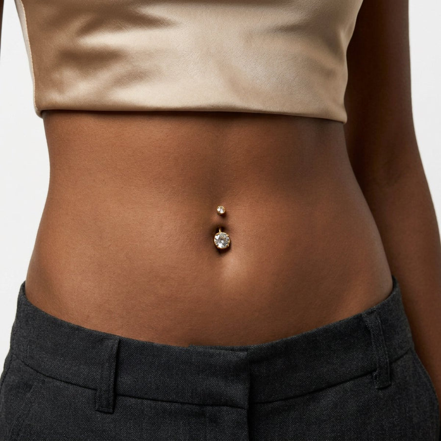 Piercing con zirconi in Titanio F136- Piercing per obelico