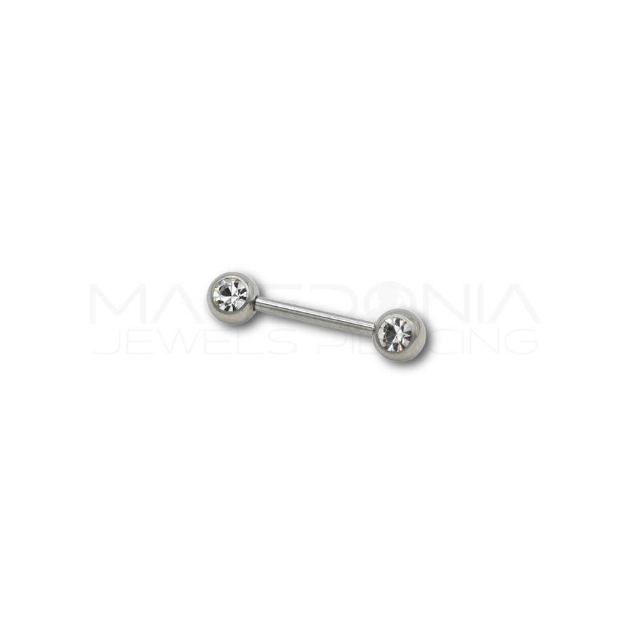 Barbell in Acciaio Chirurgico 316L con Zirconi in Colorazione Argento