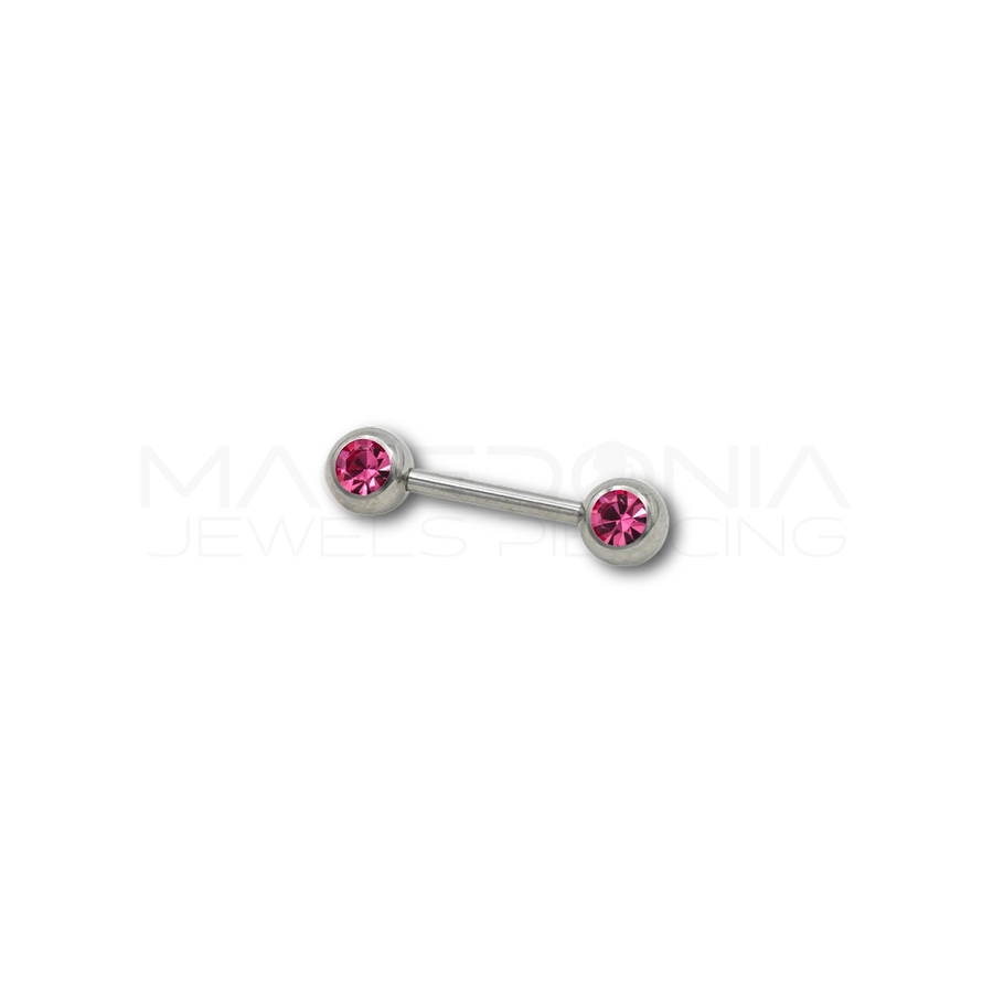 Barbell in Acciaio Chirurgico 316L con Zirconi in Colorazione Argento