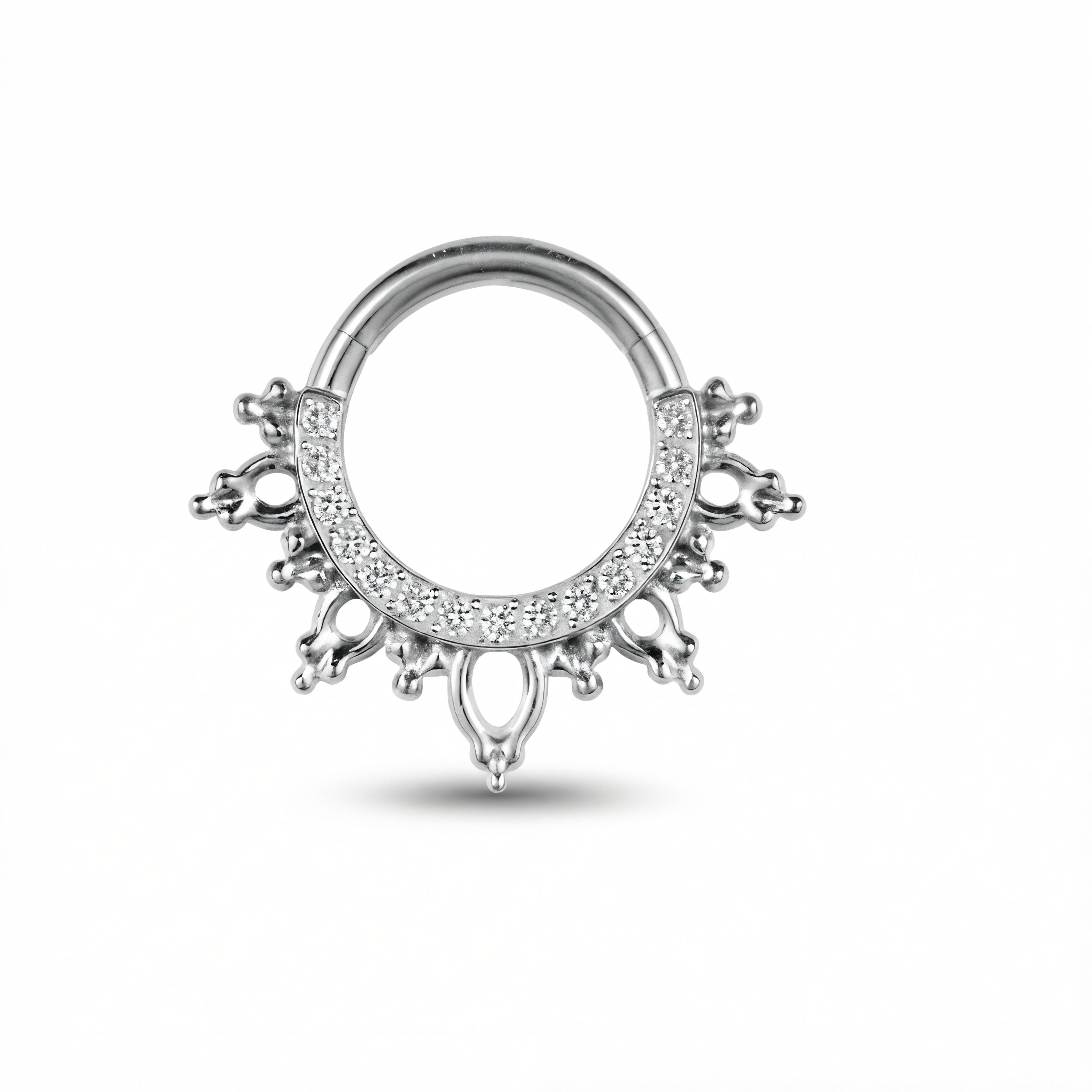 Piercing con zirconi e coroncina in Titanio G23 - Piercing per Lobo, helix, daith, septum