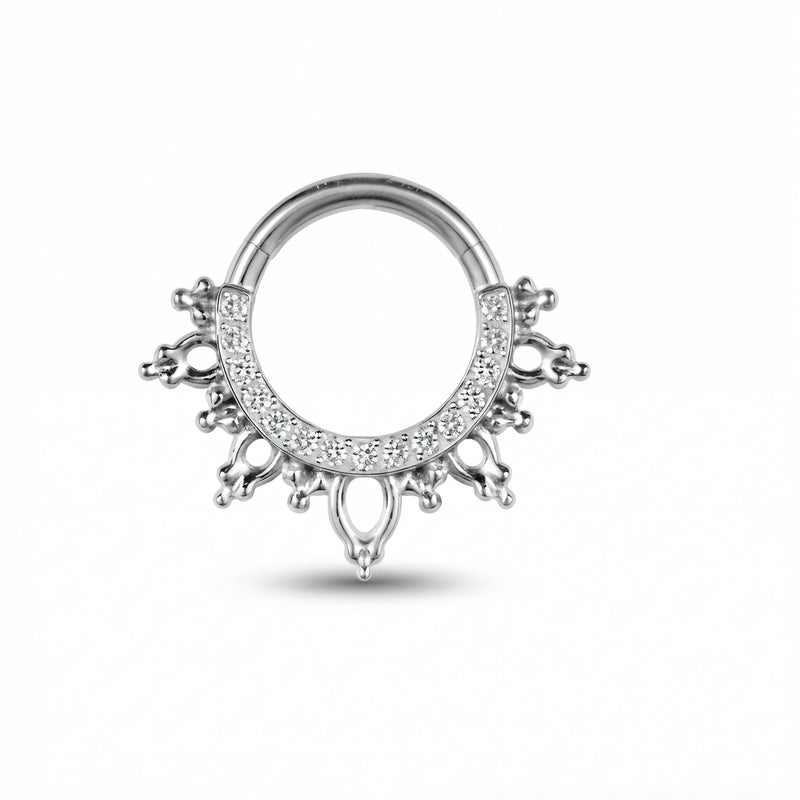 Piercing con zirconi e coroncina in Titanio G23 - Piercing per Lobo, helix, daith, septum