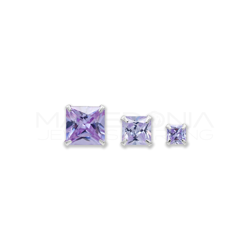 ORECCHINI CON ZIRCONE INCASTONATO IN ARGENTO 925 VIOLA