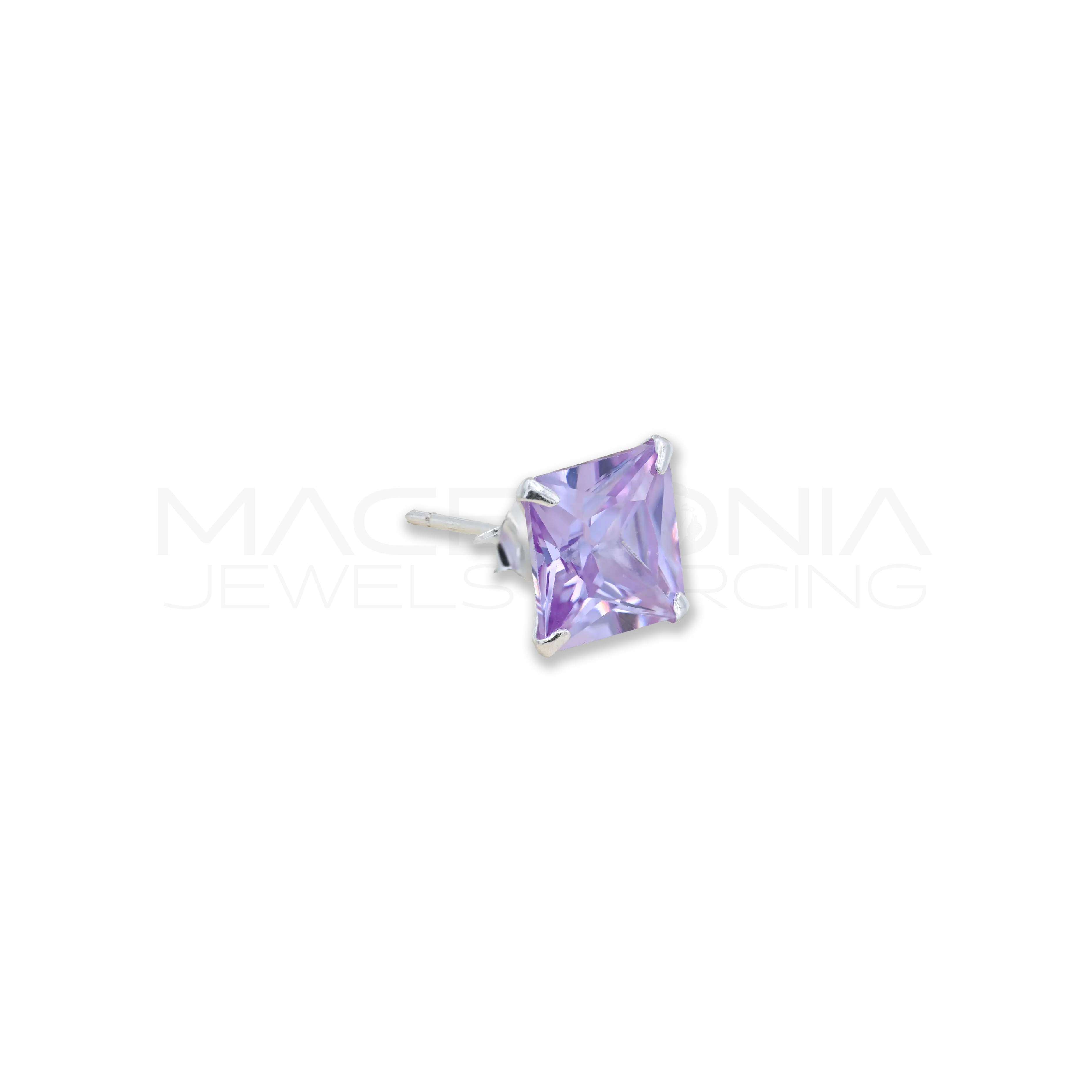 ORECCHINI CON ZIRCONE INCASTONATO IN ARGENTO 925 VIOLA