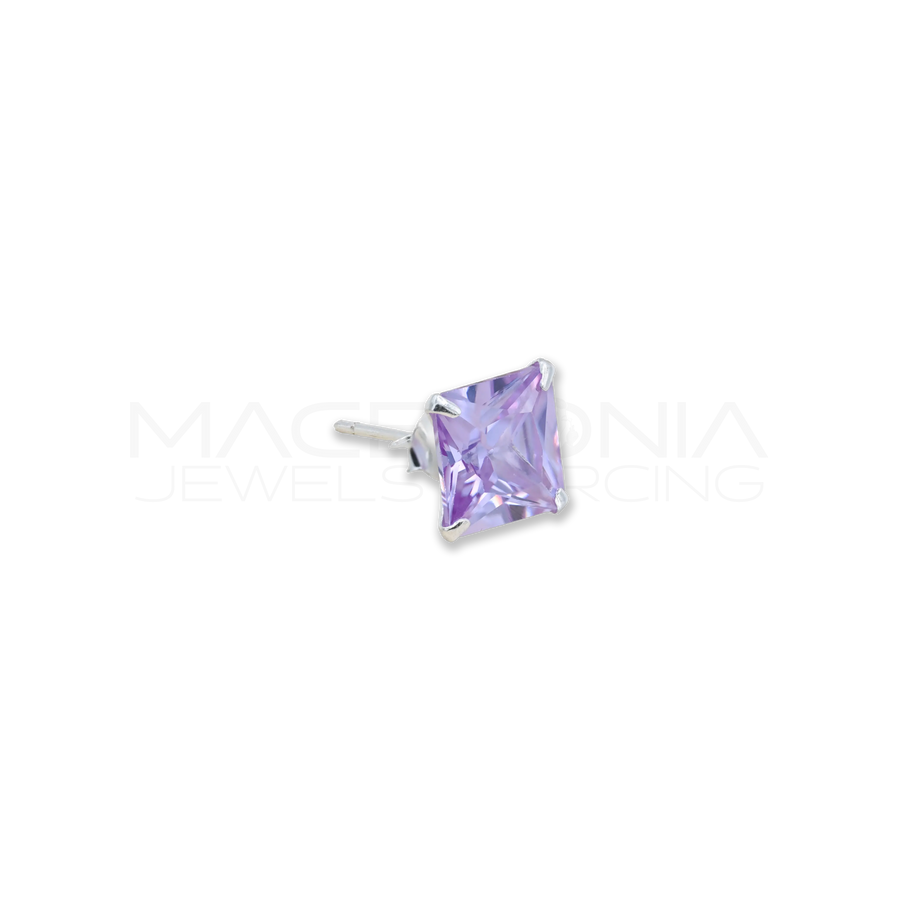 ORECCHINI CON ZIRCONE INCASTONATO IN ARGENTO 925 VIOLA