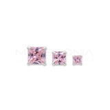 Orecchino Singolo con Zircone Incastonato Rosa in Argento 925