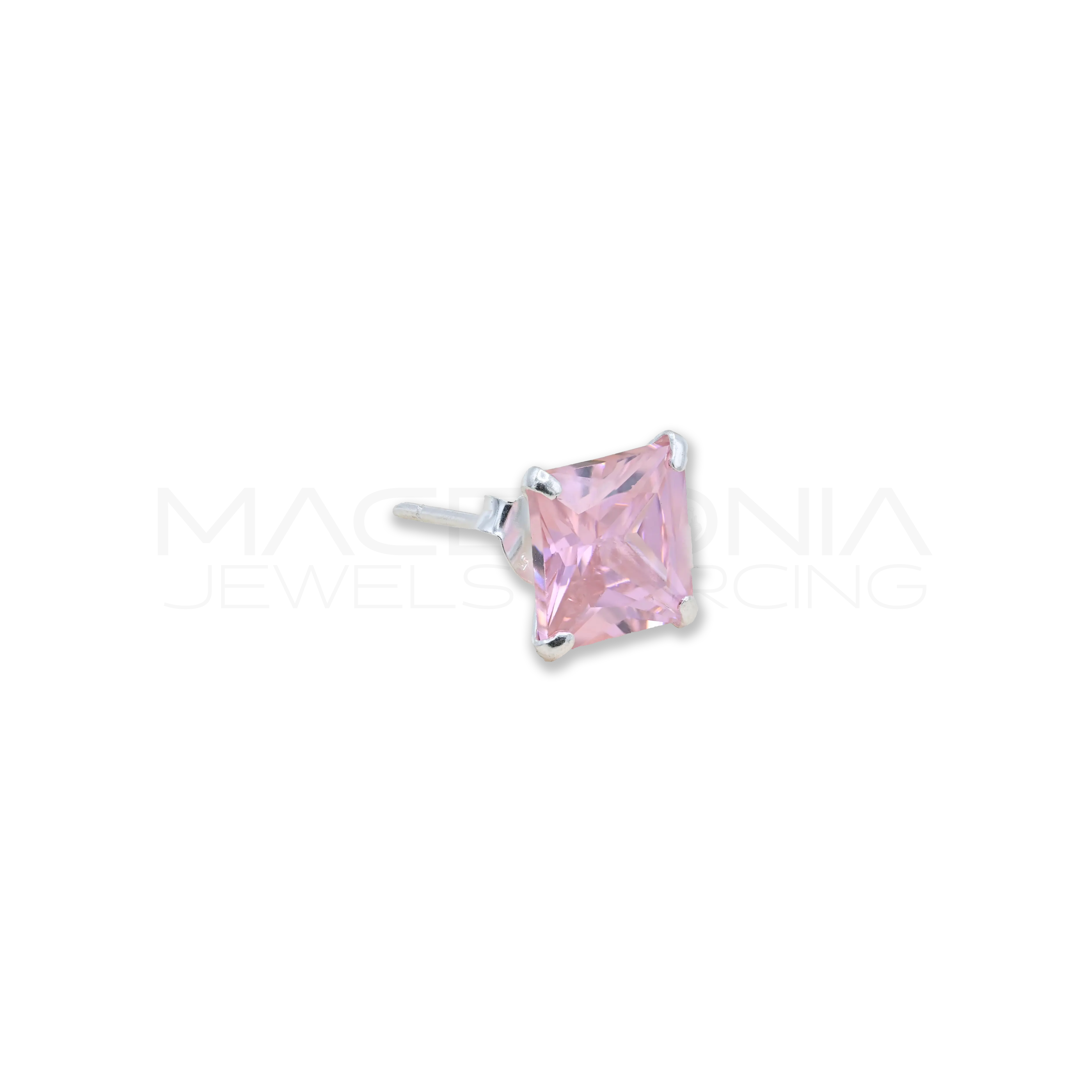ORECCHINI CON ZIRCONE INCASTONATO IN ARGENTO 925 ROSA
