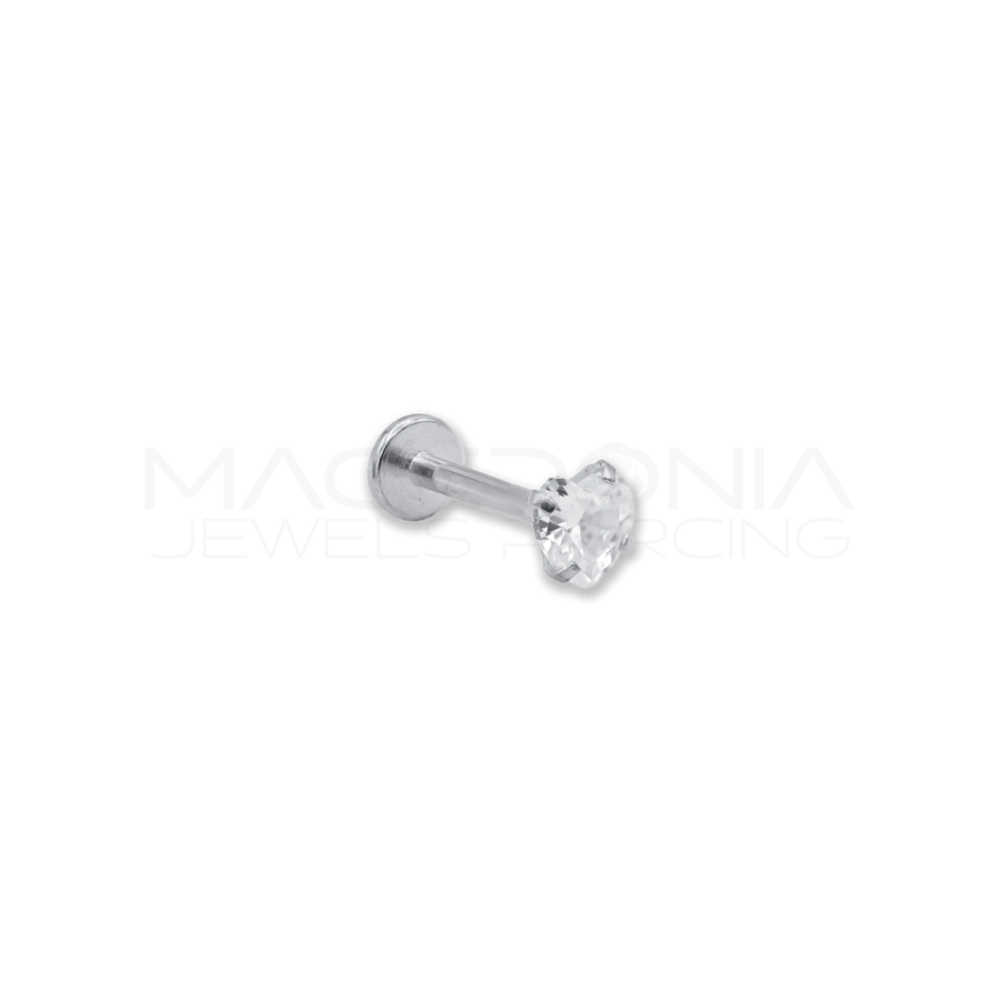 Barretta con Zircone a Cuore in acciaio chirurgico 316L