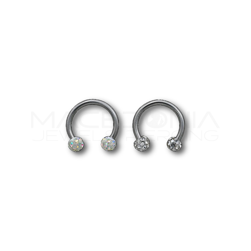 Piercing in acciaio chirurgico 316L con palline glitterate