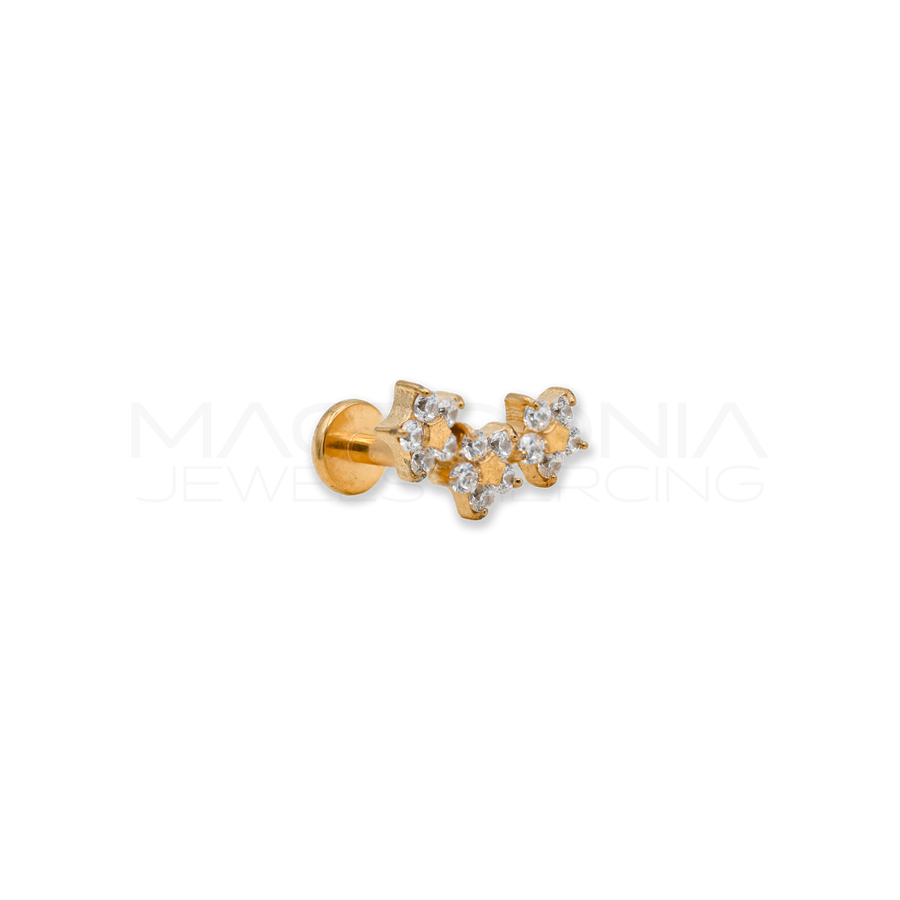 Barretta con Tre Fiori Zirconati