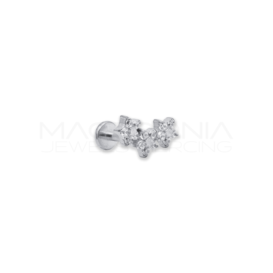 Barretta con Tre Fiori Zirconati