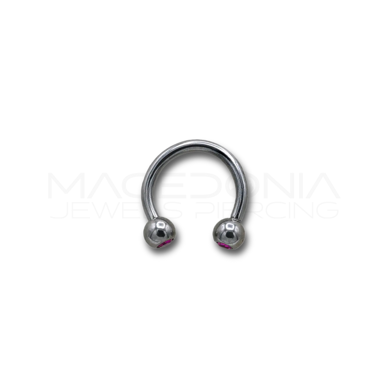 Piercing in acciaio chirurgico 316L con pallina da 3 mm e brillantini incastonati