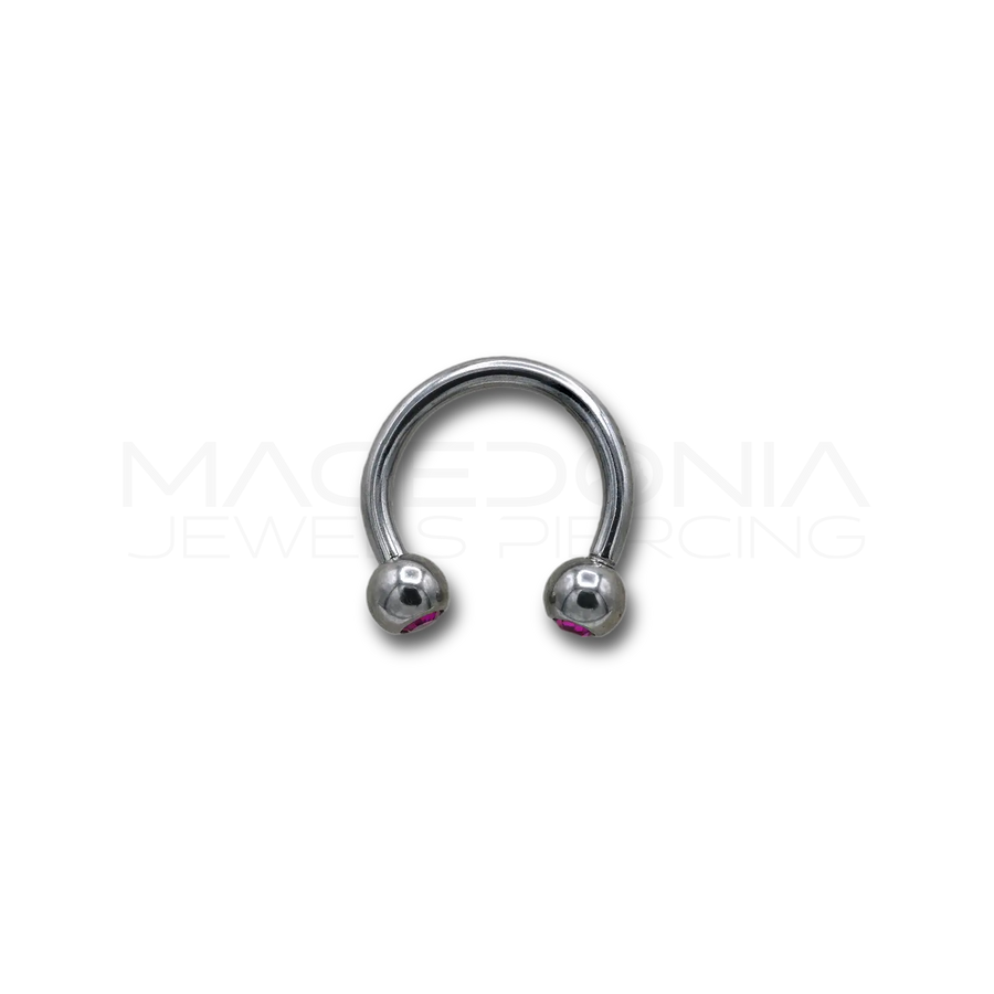Piercing in acciaio chirurgico 316L con pallina da 3 mm e brillantini incastonati