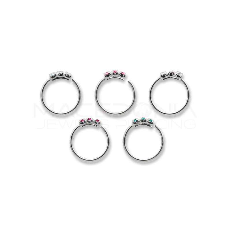 Nostril in Argento 925 con Tre Zirconi Incastonati
