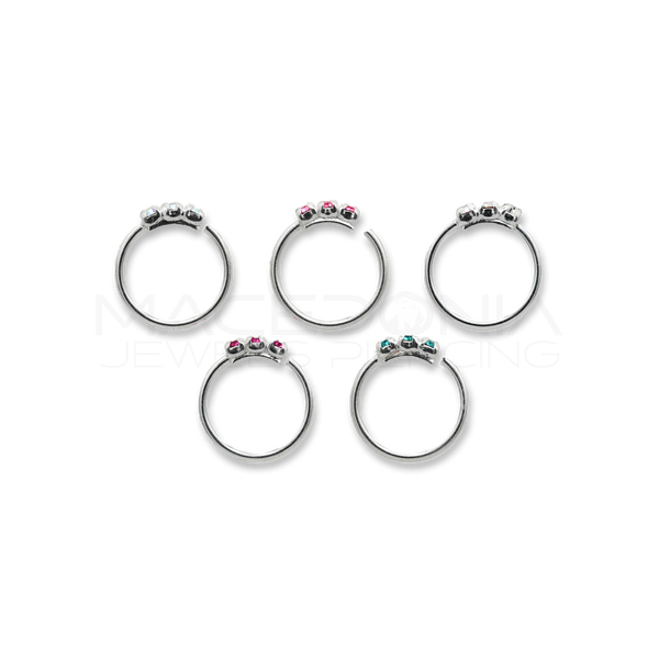 Nostril in Argento 925 con Tre Zirconi Incastonati