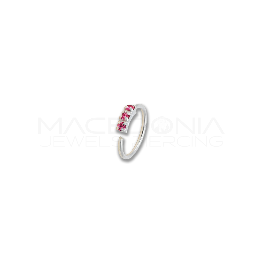 Nostril in Argento 925 con Tre Zirconi Incastonati