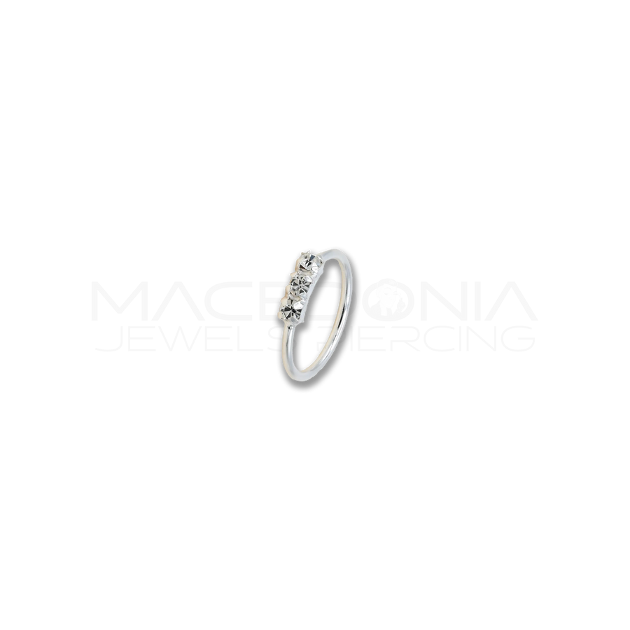Nostril in Argento 925 con Tre Zirconi Incastonati