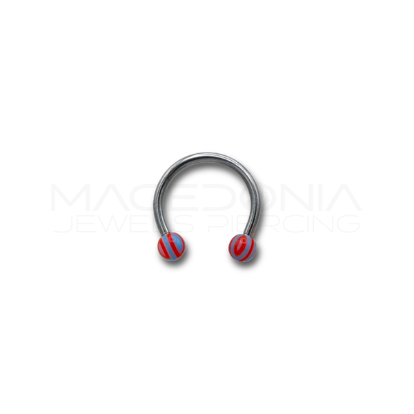 Piercing in acciaio chirurgico 316L con palline a strisce da 3 mm