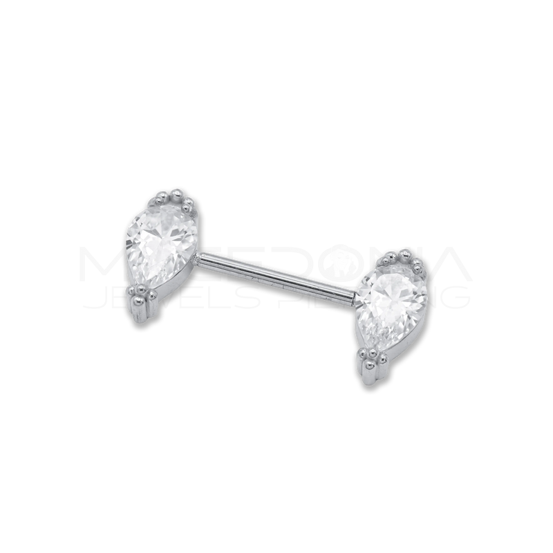 Piercing da Capezzolo in Acciaio Chirurgico 316L con Zircone e Palline