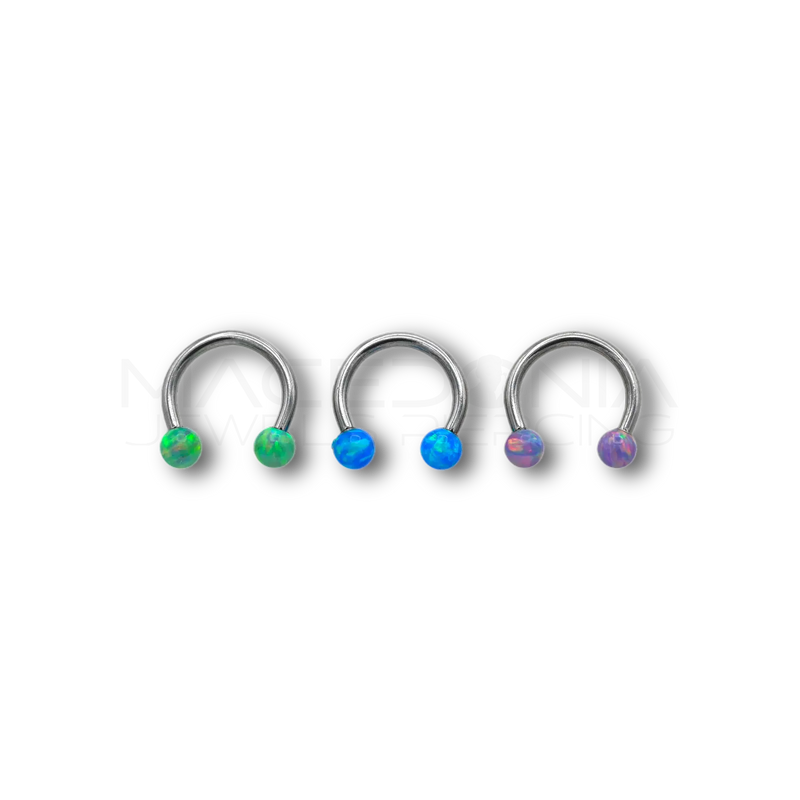 Piercing in acciaio chirurgico 316L con palline in opale da 3 mm