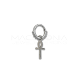 Piercing Croce Egiziana in Acciaio Chirurgico 316L con Zirconi Bianchi