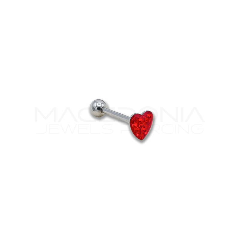 Barbell in Acciaio Chirurgico 316L con Base a Cuore Glitterato