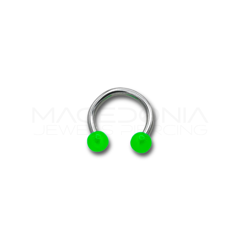 Piercing in acciaio chirurgico 316L con palline fluorescenti da 3 mm