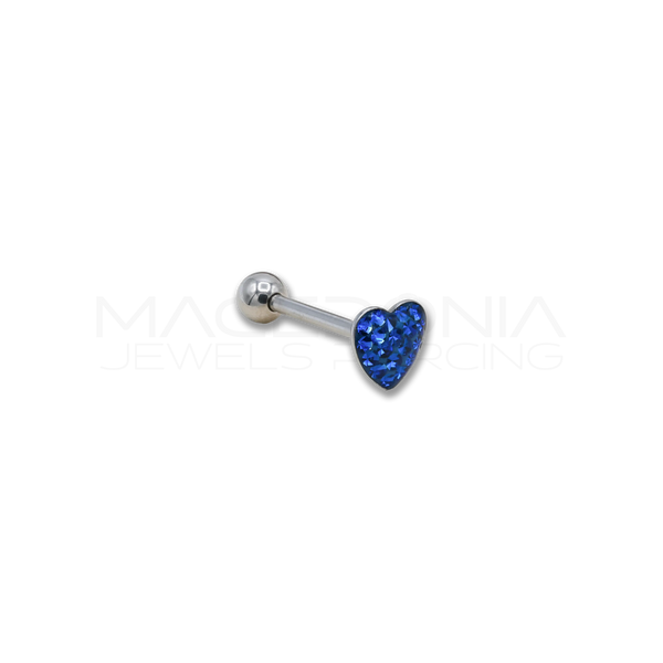 Barbell in Acciaio Chirurgico 316L con Base a Cuore Glitterato