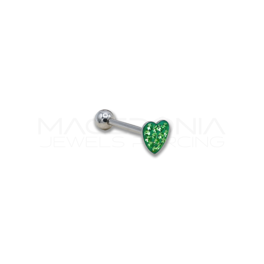 Barbell in Acciaio Chirurgico 316L con Base a Cuore Glitterato