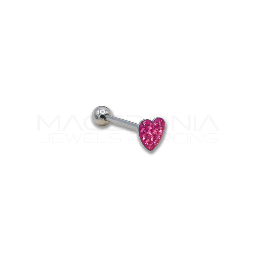 Barbell in Acciaio Chirurgico 316L con Base a Cuore Glitterato
