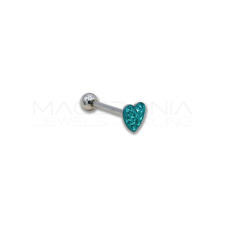 Barbell in Acciaio Chirurgico 316L con Base a Cuore Glitterato