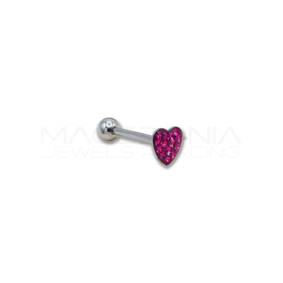 Barbell in Acciaio Chirurgico 316L con Base a Cuore Glitterato