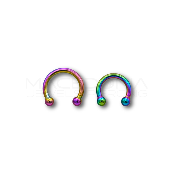 Piercing in acciaio chirurgico 316L con coni rainbow