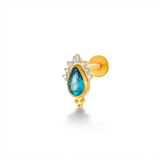Barretta con zircone azzurro in Titanio - Piercing per orecchio