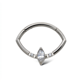 Piercing clicker a forma di occhio con zirconi in acciaio chirurgico 316L