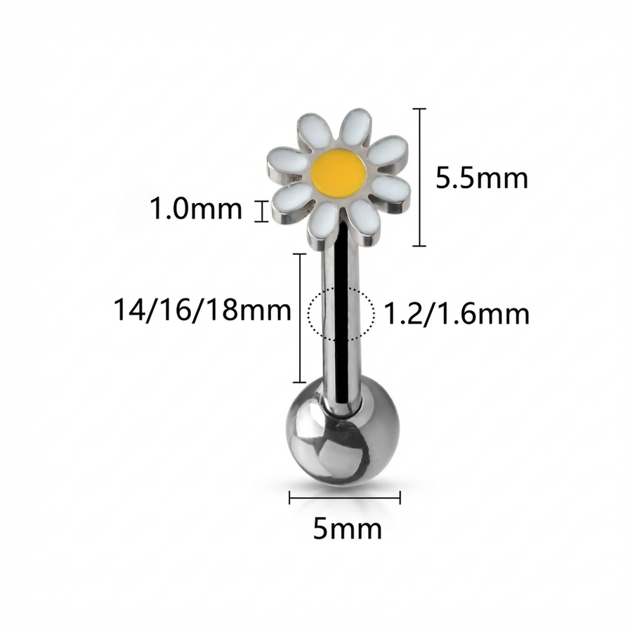 Piercing con margherita in Titanio F136 - Piercing per lingua