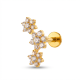 Barretta con tre fiori in Titanio - Piercing per orecchio