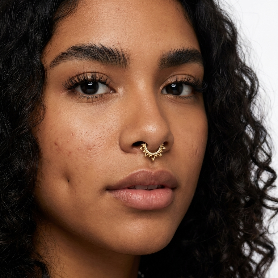 Piercing con zirconi e coroncina in Titanio G23 - Piercing per Lobo, helix, daith, septum