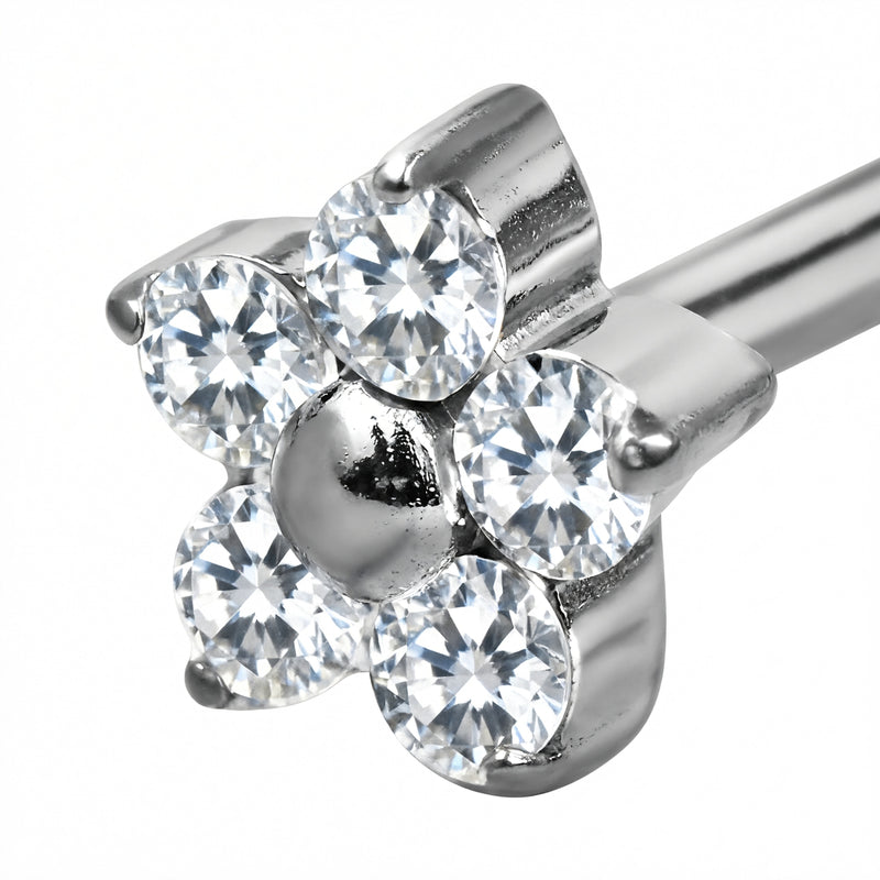 Piercing con fiorellino di zirconi in Titanio G23- Piercing per naso