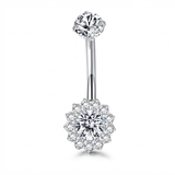 Piercing con fiore di zirconi in Titanio G23 - Piercing per ombelico