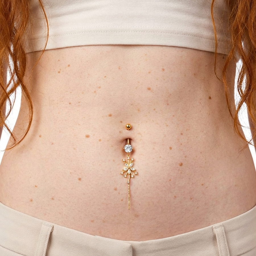 Piercing con zircone e pendenti in Acciaio Chirurgico 316L - Piercing per ombelico