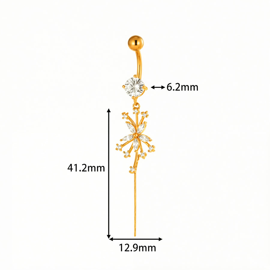 Piercing con zircone e pendenti in Acciaio Chirurgico 316L - Piercing per ombelico