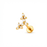 Barretta con tre fiorellini e zirconi in Acciaio Chirurgico 316L  - Piercing per orecchio