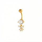 Piercing con zircone e farfalla pendente in Acciaio Chirurgico 316L - Piercing per ombelico