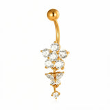 Piercing con fiore di zirconi e pendenti in Acciaio Chirurgico 316L - Piercing per ombelico